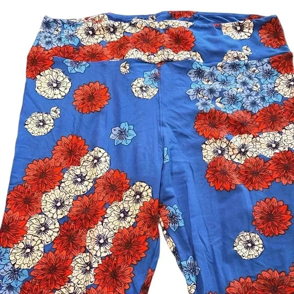 Lularoe TC royal blue floral flag Americana leggings . NWT. Stunning!! - Picture 2 of 5